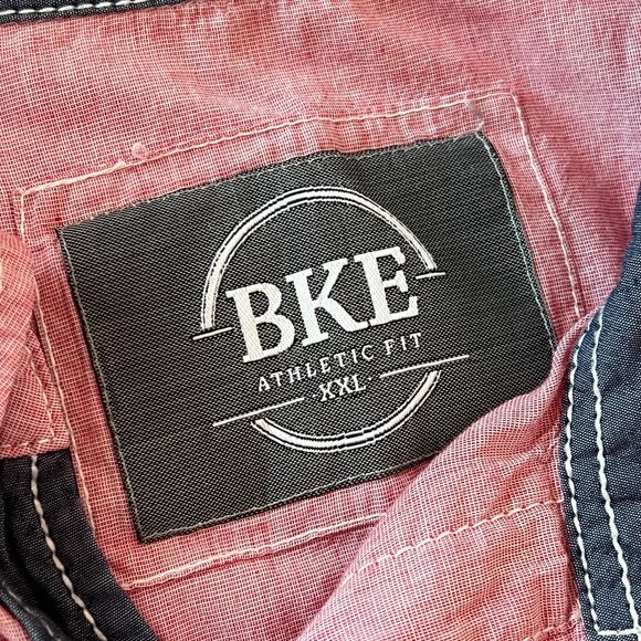 BKE Athletic Fit Shirt Mens XXL Brick Western Cowboy Button Up Long Sleeve Roll - Picture 6 of 11